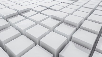 Seamless 3D grid of interconnected white cubes against a minimalist background