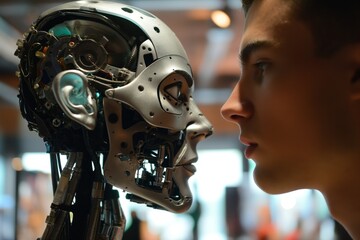 Fototapeta premium Synergy of Man and Machine: Human and Robot Collaboration