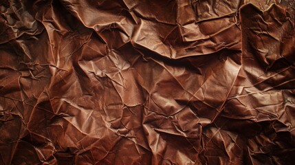 Close up of crumpled brown paper on black background