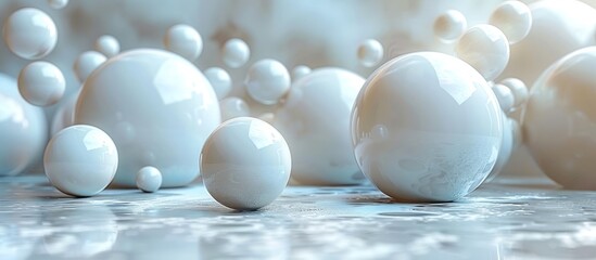 collection of 3d floating balls create empty space for product display