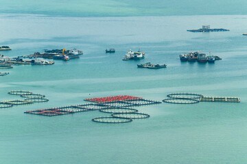 The spectacular fishing raft in Danjia fishing village in Lingshui, Hainan, China.