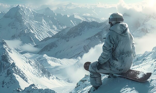 Snowboarder action on a extreme mountain illustration