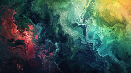 Fototapeta na wymiar Close view of vibrant liquid artwork on dark background