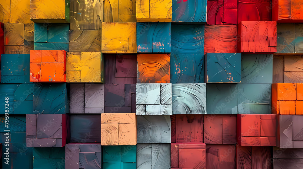 Poster abstract background of colored blocks in the form of squares and rectangles