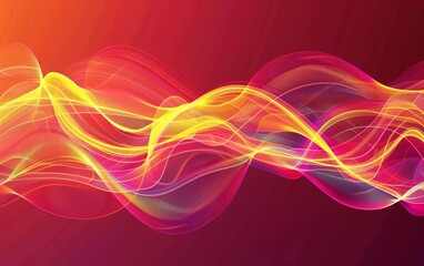 Naklejka premium Abstract flowing neon waves red and yellow background
