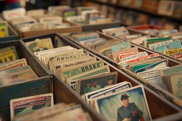 Vintage Baseball Cards in Antique Store