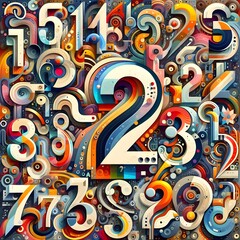 Vibrant Abstract Numbers Colorful and Dynamic Digital Art for Creative Projects