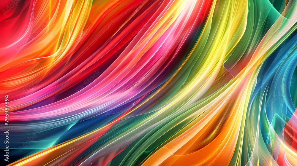 Poster abstract fusion of colors and textures a colorful array of objects including a laptop, a cup of cof