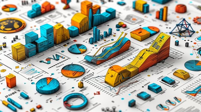 Lots of brightly colored graphs, diagrams and diagrams.