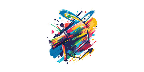 Fototapeta premium Colorful vector illustration of paint roller with colorful splash on white background