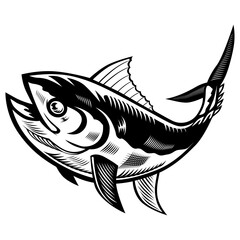 Naklejka premium Tuna fishing vector image. shirt design