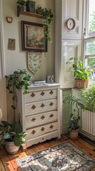 b'A Cozy Corner with Plants and Vintage Touches'