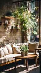b'Indoor plants and sunlight in a cozy living room'