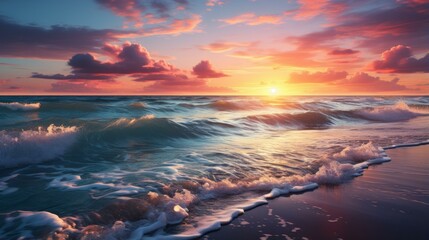 b'Beautiful sunset over the ocean' - obrazy, fototapety, plakaty