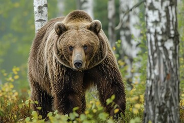 b'Large brown bear in the forest'