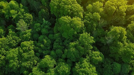 Naklejka premium b'Aerial view of a lush green forest with the sun shining through the trees'