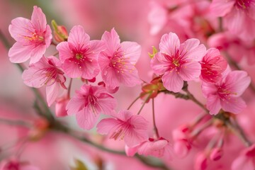 Naklejka na ściany i meble A beautiful photo of cherry blossoms in full bloom
