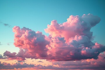 b'Large pink cloudscape with blue sky' - obrazy, fototapety, plakaty