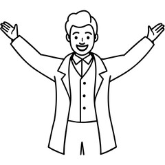 person with arms raised