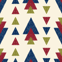 Ethnic ikat seamless pattern in tribal.Geometric design background texture in native American, Mexican, African, retro style.Aztec geometric folk culture art background.Boho abstract design for decor.