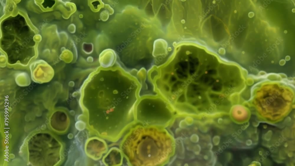 Poster underneath a patch of green surface scum a secret world of microscopic creatures comes to light show