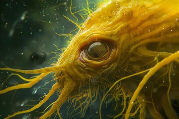 Illustration of Alien Parasite with Tentacle Eye. Generative AI.