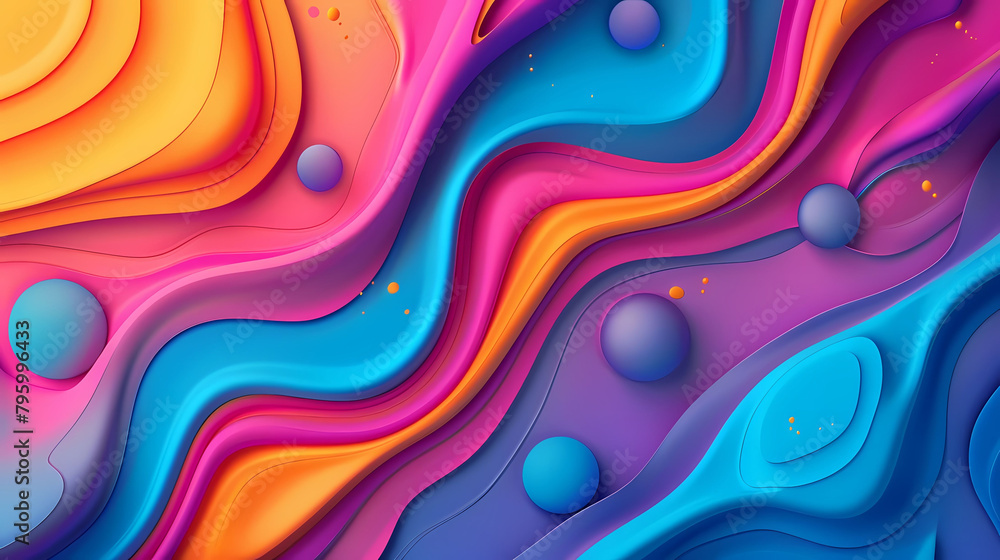 Poster creative design of an abstract background featuring a circular object, a square object, and a trian