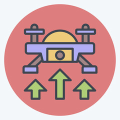 Icon Fly Up. related to Drone symbol. color mate style. simple design illustration 1