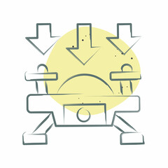 Icon Fly Down. related to Drone symbol. Color Spot Style. simple design illustration