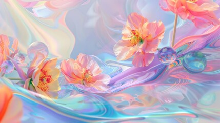 Abstract colorful background with blooming flowers