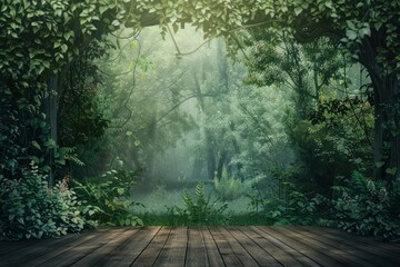 Empty forest stage backgrounds vegetation outdoors.