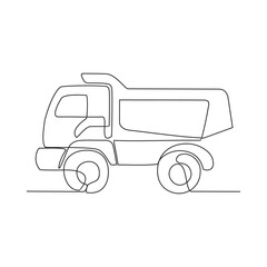 One continuous line drawing of truck as land vehicle with white background. Land transportation design in simple linear style. Non coloring vehicle design concept vector illustration.