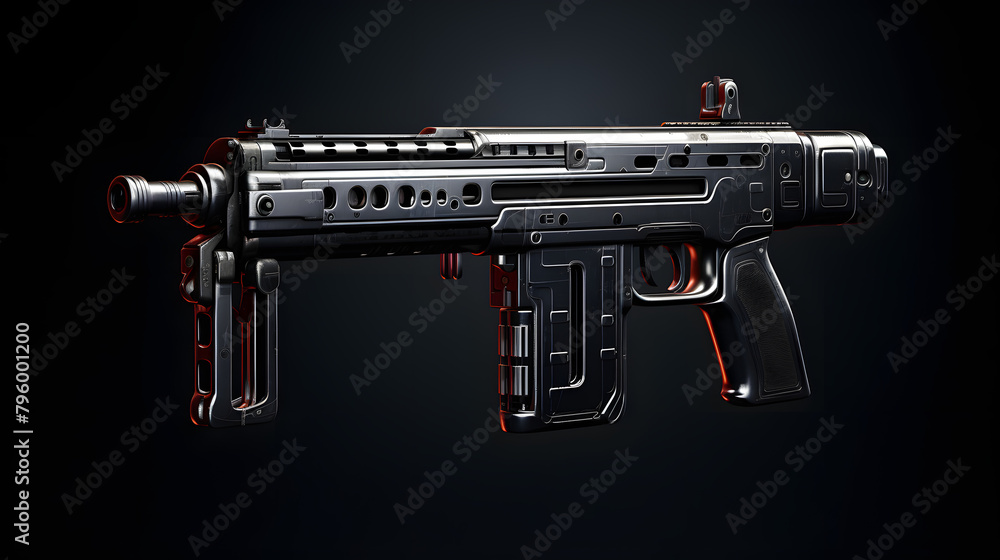 Poster submachine gun smg game icon 3d