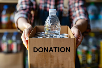 A person is holding a donation box .donation and volunteering concept . ai generative