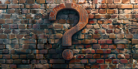 High Definition Illustration Question Mark on Brick Wall - Detailed Design