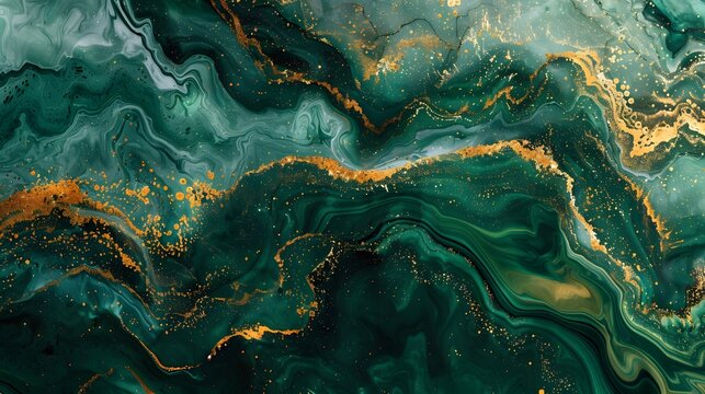 Green Emerald and Gold Marble Background. Gold abstract green emerald marble background art paint pattern ink texture watercolor white fluid wall. Abstract liquid gold design luxury wallpaper