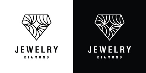 luxury diamond jewelry symbol vector logo with line style