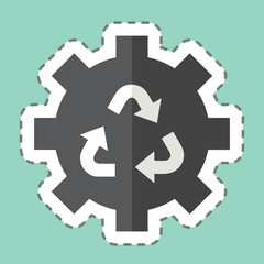 Sticker line cut Sustainable Technology. related to Recycling symbol. simple design illustration