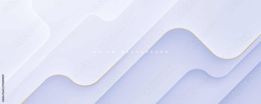 Poster abstract white background with gold line decorative shape abstract design vector.