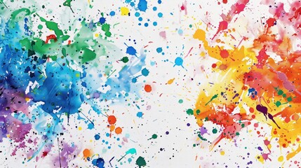 Playful artwork with colorful paint splatters scattered across the canvas, created with a variety of brush sizes and techniques.
