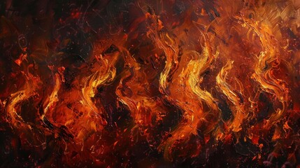 Captivating painting of blazing fire with warm, fiery colors and dynamic brushstrokes.
