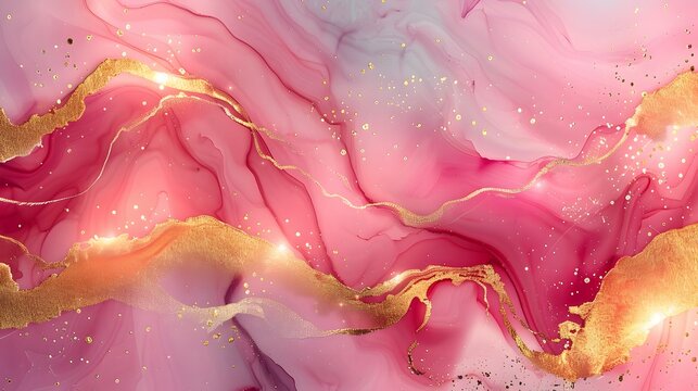 Pink background texture pattern marble gold watercolor abstract wallpaper light. Background stone pink texture pattern marble white paint glitter art seamless liquid agate top rose color print pastel