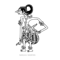 Character of Indonesian Shadow Puppet .   Wayang Nakula or Sadewa. vector illustration