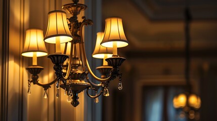Fototapeta na wymiar Beautiful retro luxury light lamp decor glowing