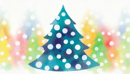 Watercolor glitter Christmas tree illustration background.