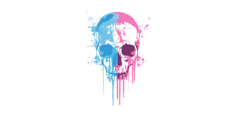 skull,  illustration with flat colors on a white background