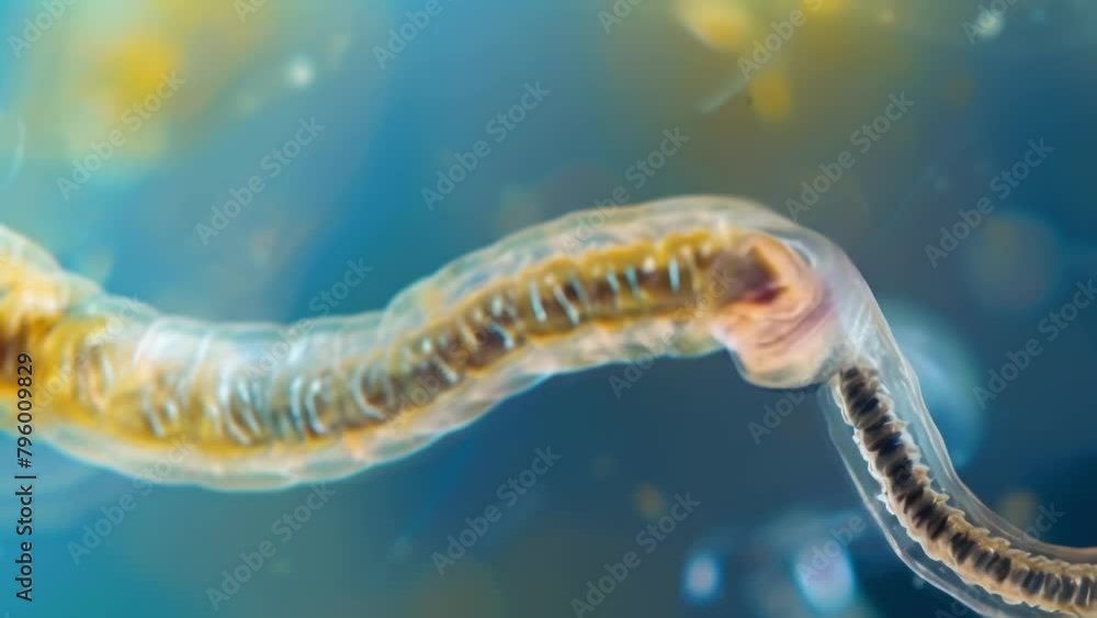 Aufkleber a closeup view of a tiny nematode its long slender body writhing in a seemingly endless dance under 
