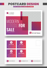 Modern real estate postcard design template. Corporate EDDM postcard design.