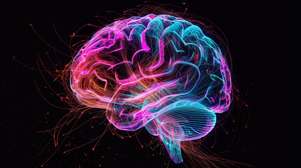 Abstract Digital Brain Concept with Neural Network Patterns..