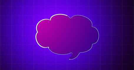 Futuristic retro-colored neon glowing cloud icon message box. Artificial intelligence big data concept of computer network connecting with world. Global innovation balloon internet mail.